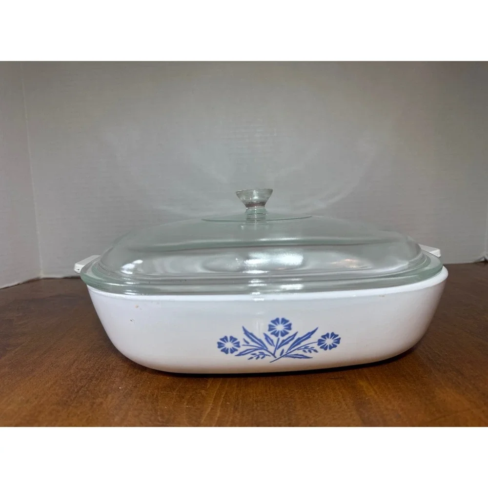 Vintage Corning Ware Blue Cornflower 10 Inch Casserole Dish P-10-B w/ Glass Lid